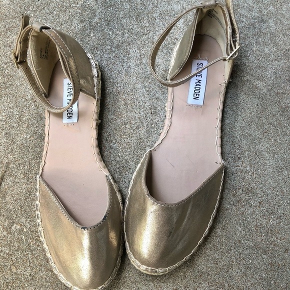 Steve Madden metallic golden espadrille flats - Picture 1 of 8